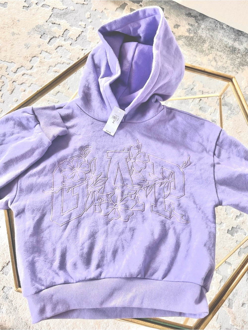 GAP Lilac Hooded Sweatshirt with Floral Outline